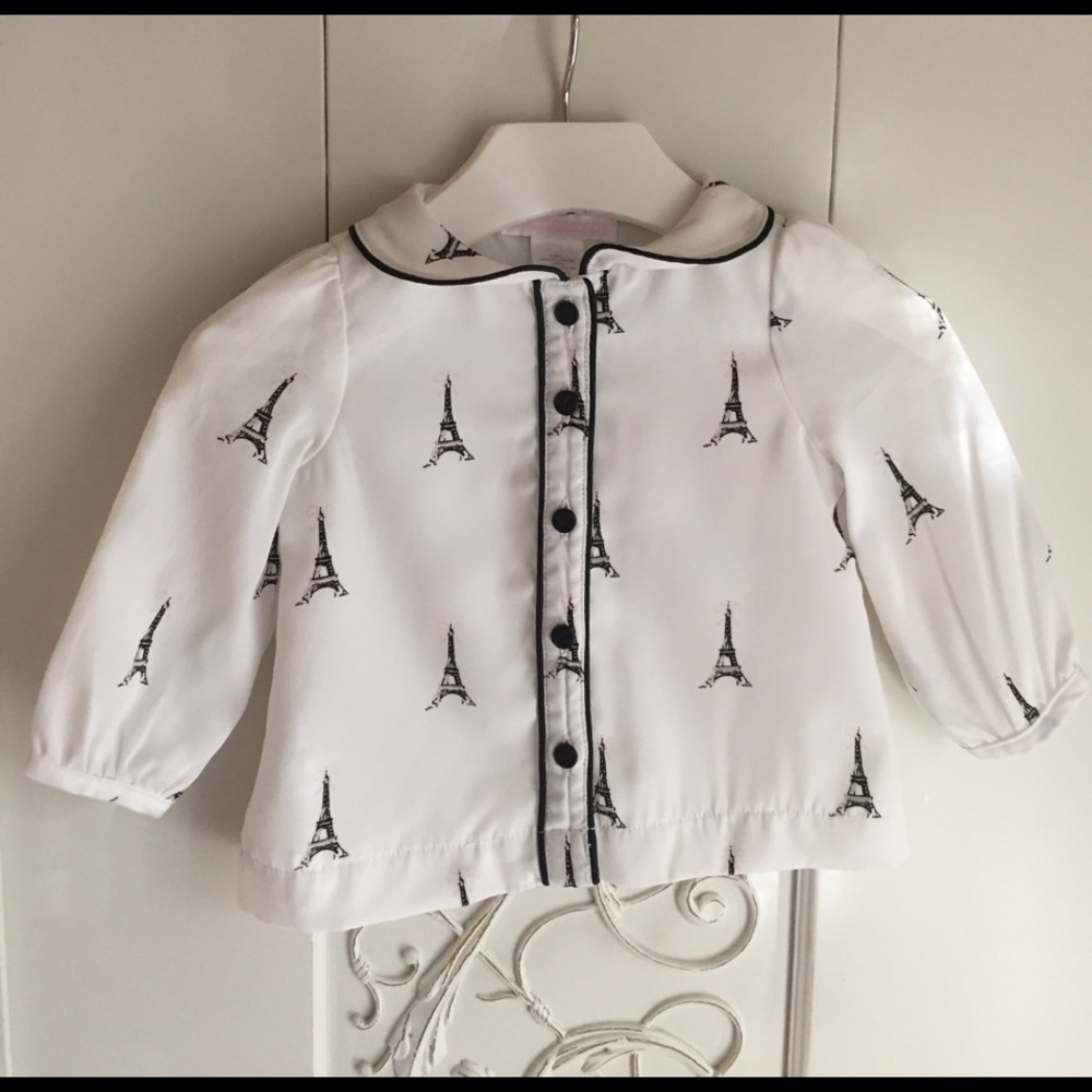 Janie And Jack Paris Eiffel Tower blouse Sz 3-6m